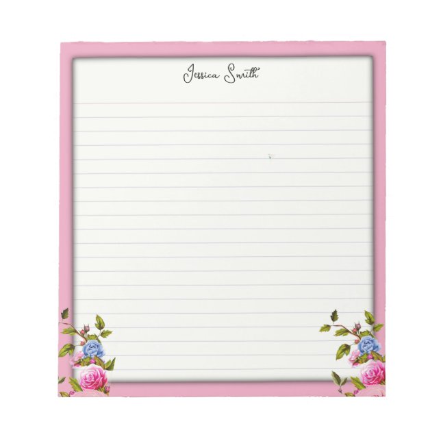 Blooming Thoughts: Flowery Lined Notepad (Front)