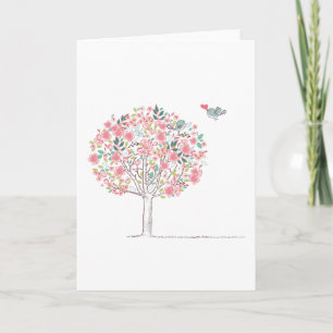 Blooming Tree and Birds in Love Announcement
