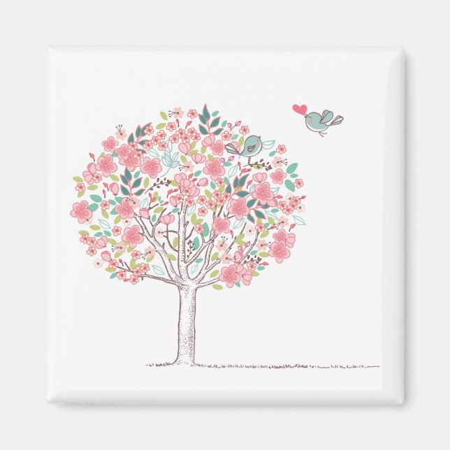 Blooming Tree and Birds in Love Magnet (Front)