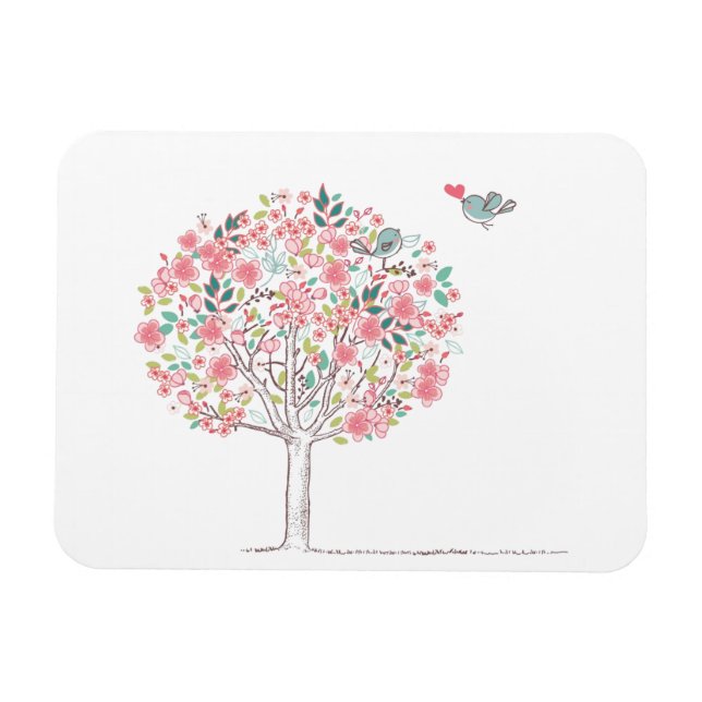 Blooming Tree and Birds in Love Magnet (Horizontal)