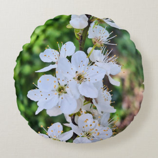 Blooming Tree in Spring Romania – Blossom Photogra Round Pillow