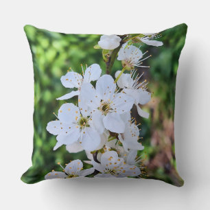 Blooming Tree in Spring Romania – Blossom Photogra Throw Pillow