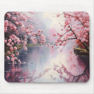 Blooming Trees over River Mouse Pad