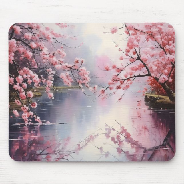 Blooming Trees over River Mouse Pad (Front)