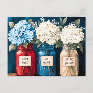 Blooming Vintage Country Hydrangea Trio Holiday Postcard