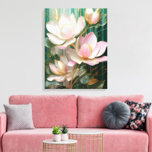 Blooming Wallpaper Japanese Magnolia Art Canvas Print