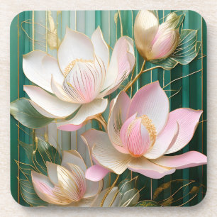 Blooming Wallpaper Japanese Magnolia Art Coaster