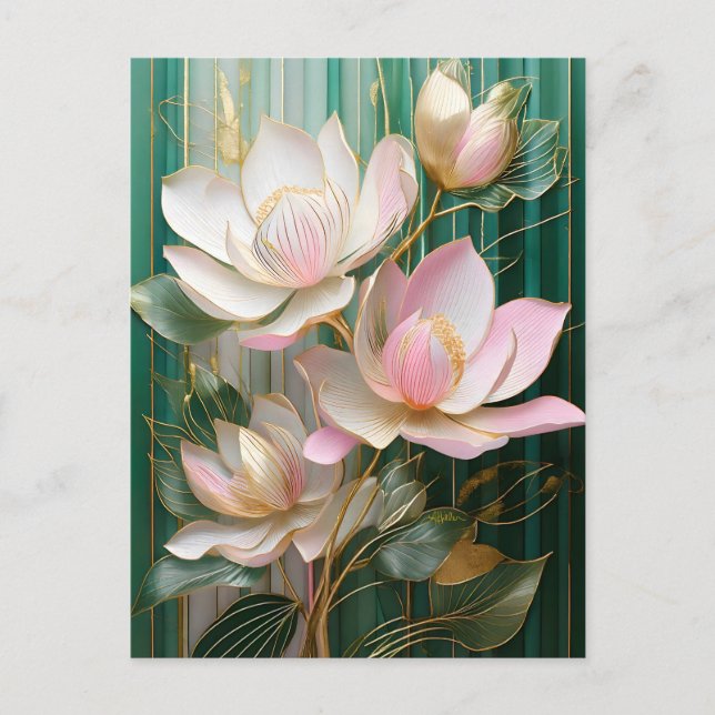 Blooming Wallpaper Japanese Magnolia Art Postcard (Front)