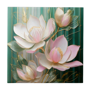 Blooming Wallpaper Japanese Magnolia Art Tile
