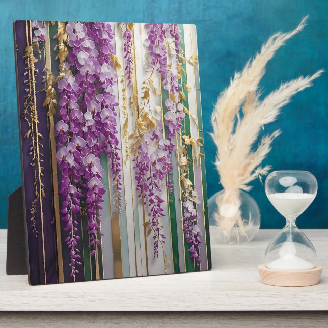 Blooming Wallpaper Violet Gold Wisteria Plaque (Side)