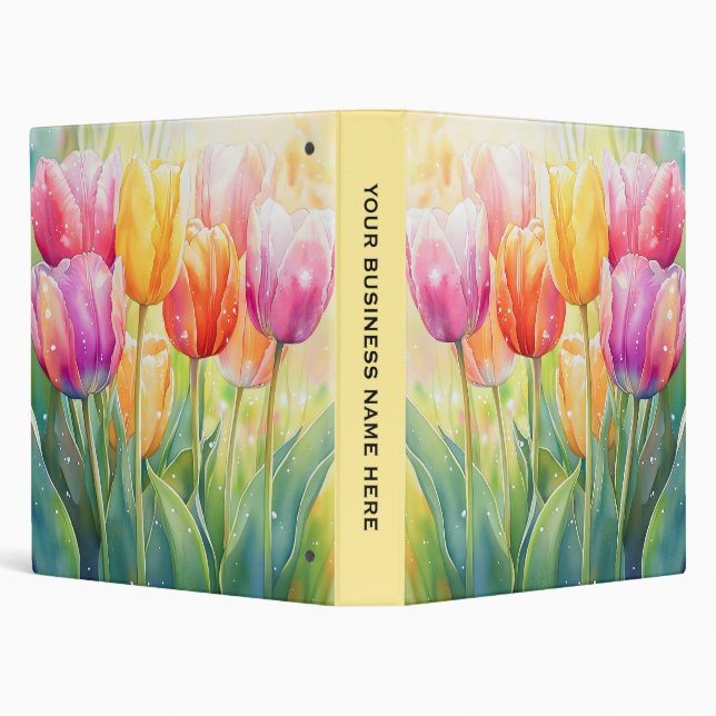 Blooming Watercolor Spring Tulip Garden Binder (Background)