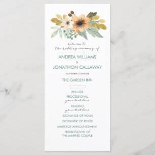 Blooming Watercolor Wedding Program