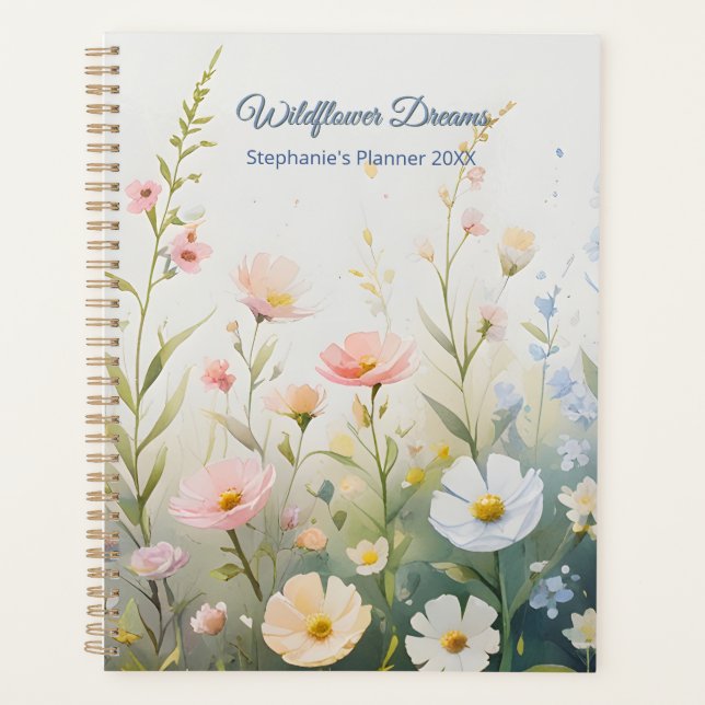 Blooming Wildflower Meadow with Pastel Florals Planner (Front)