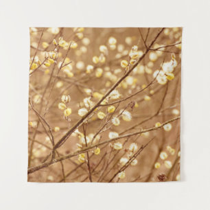 Blooming willow branches in springtime, seasonal v tapestry