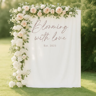 Blooming With Love Wedding Photo Backdrop Tapestry