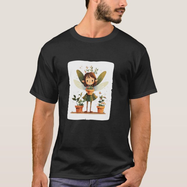 Blooming with Magic Fairy Gardener Design T-Shirt (Front)