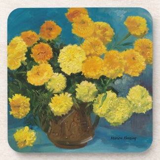 Blooming Yellow Marigolds Coaster