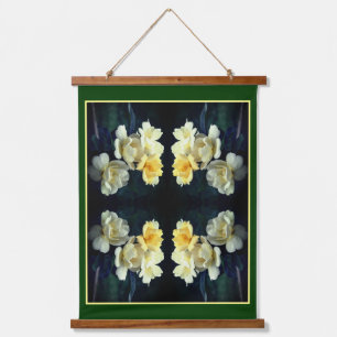 Blooming Yellow Roses Abstract Hanging Tapestry