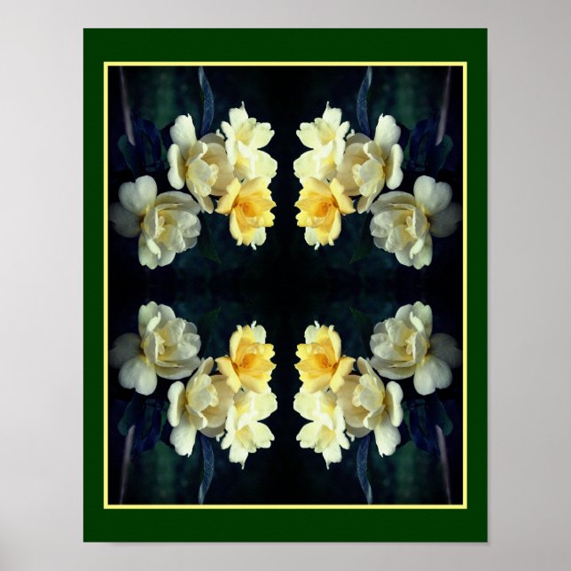 Blooming Yellow Roses Abstract Poster (Front)