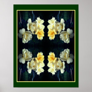 Blooming Yellow Roses Mirror Nature Art Poster
