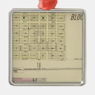 Bloomington and Riverton, Nebraska Metal Ornament