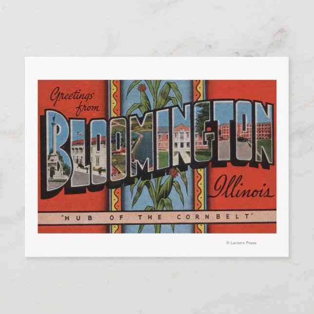 Bloomington, Illinois - Large Letter Scenes Postcard (Front)