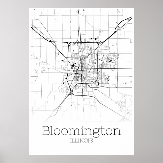 Bloomington Map - Illinois - City Map Poster | Zazzle.ca