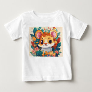 Blooms and Barks: Floral Chic for Paws and Play Baby T-Shirt