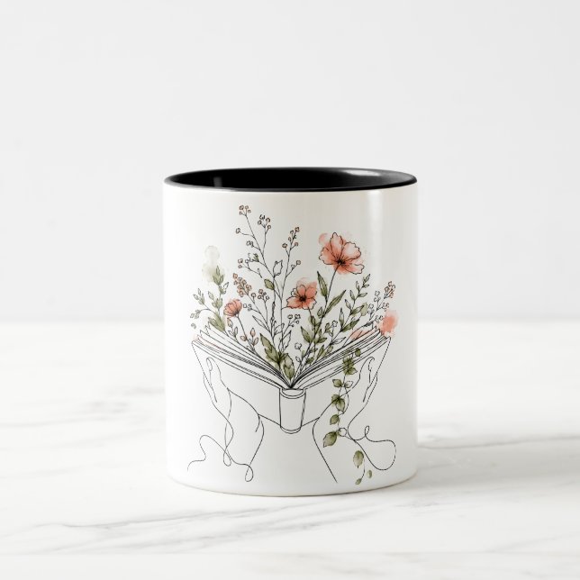 Blooms Book Botanical Line Art Coffee Mug (Center)
