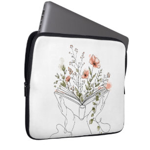 Blooms Book Botanical Line Art Laptop Sleeve