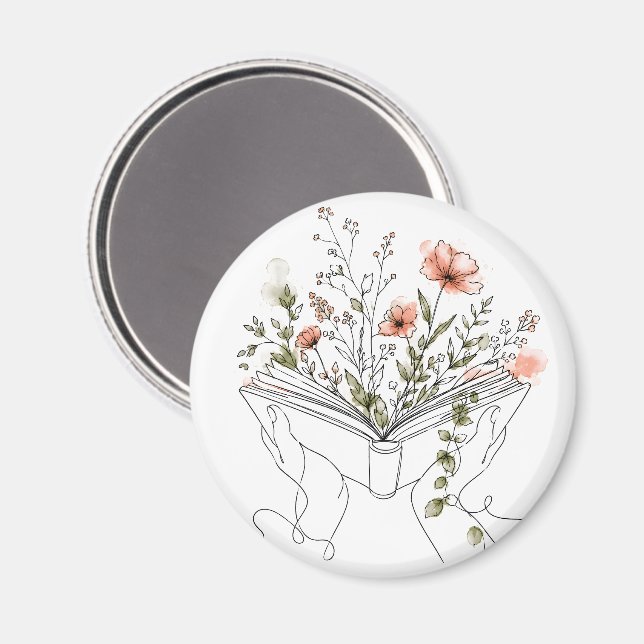 Blooms Book Botanical Line Art Magnet (Front/Back)