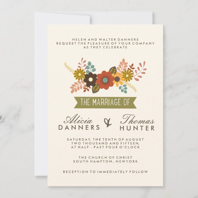 Blooms botaniques Invitations de mariage (Devant)