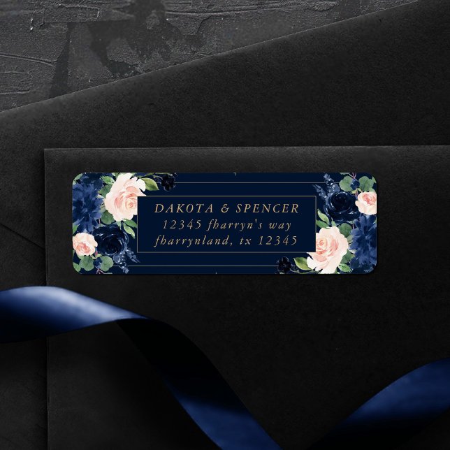 Blooms Chics | Dark Navy Blue and Blush Address (Créateur téléchargé)