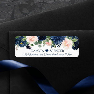 Blooms Chics Navy Blue and Blush Heart Address