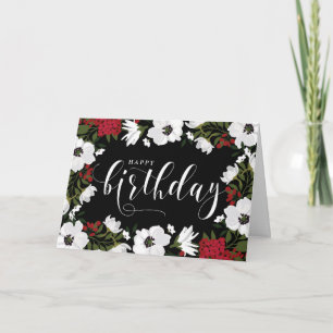 Blooms de l'anémone   Carte d'anniversaire blanche