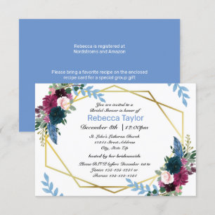 Blooms floraux Mod Blue - Invitation Fête de l'mar