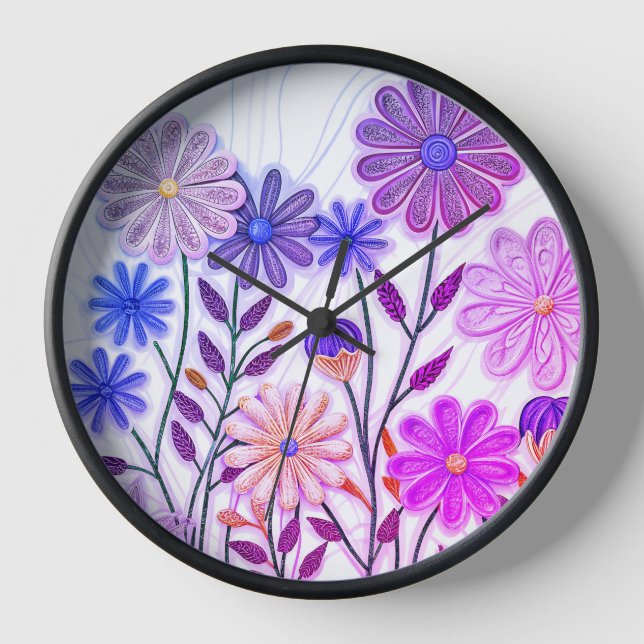 Blooms in Paper & Thread: 3D Quilled Wildflower Clock (Front)