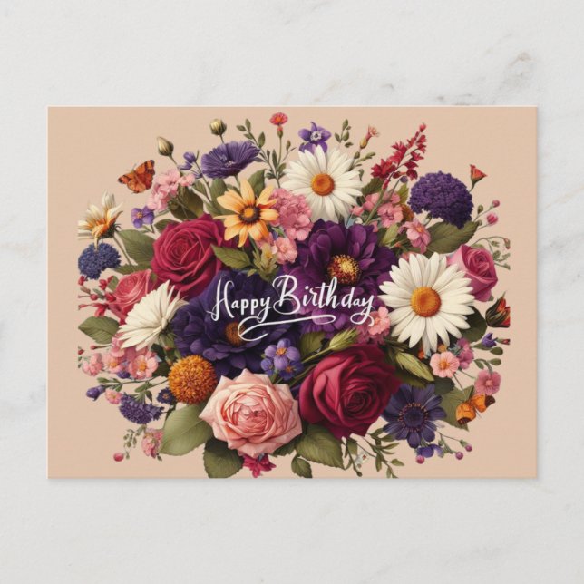 Blooms of Celebration Birthday Postcard (Front)