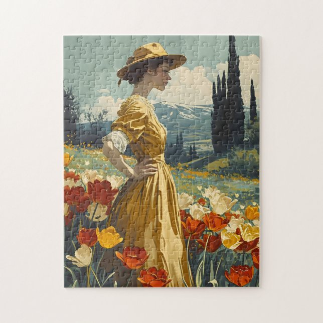 Blooms of Grace: Vintage Tulip Beauty Jigsaw Puzzle (Vertical)