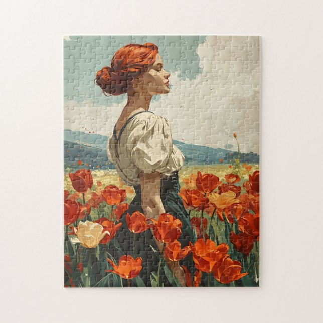 Blooms of Grace: Vintage Tulip Beauty Jigsaw Puzzle (Vertical)