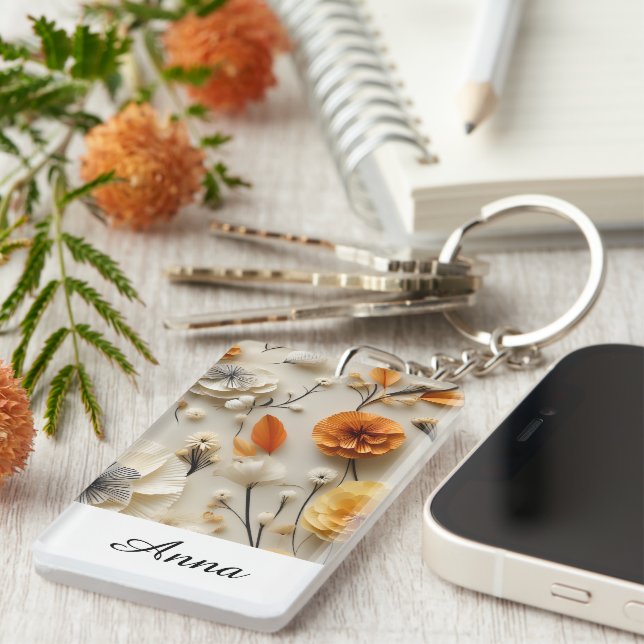 Blooms of Inspiration: Personalized  Keychain (Front Right)