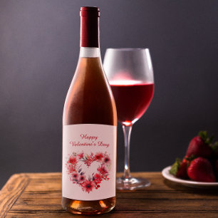 Blooms of Love   Floral   Happy Valentine's Day Wine Label