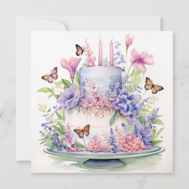 Blooms of Wishes: Enchanted Garden Birthday Card (Front)