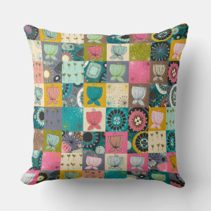 blooms patchwork throw pillow