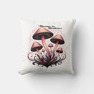 Blooms Shadows - Whimsigoth Mushroom Art Pastel Go Throw Pillow