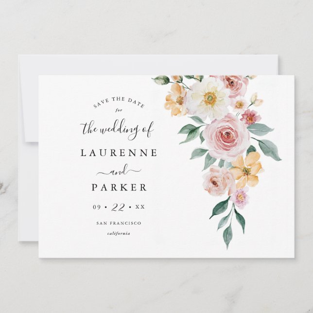 Blooms souples Enregistrer l'invitation Carte phot (Devant)