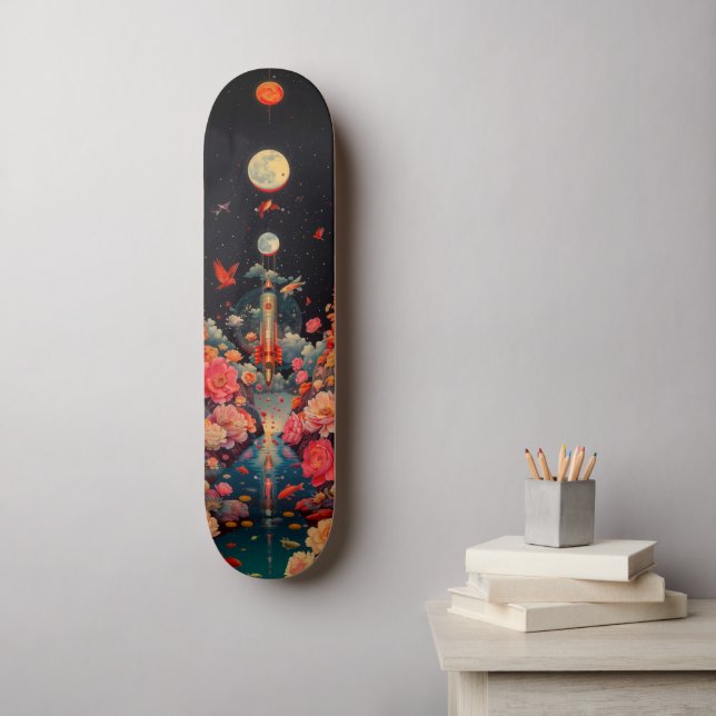 Bloomy space skateboard (Wall Art)