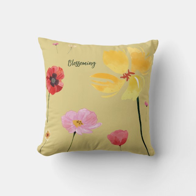 Blossiming Throw Pillow (Front)