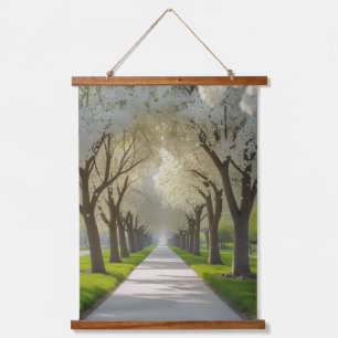 "Blossom Archway – White Flower Tree Tunnel Wall  Hanging Tapestry