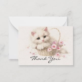 Blossom Basket Kitten Thank You Card